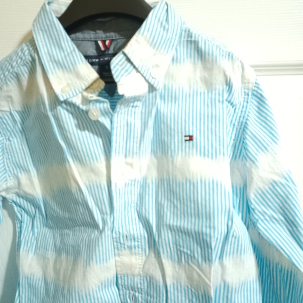 Tommy Hilfiger Dino Striped Cotton Shirt  Size 5 Blue